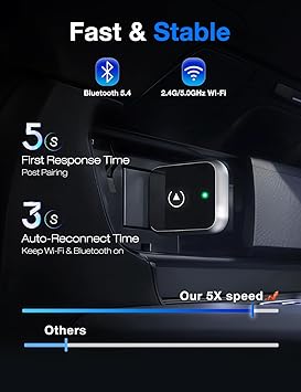 Carplay Wireless Adapter Compatible with Apple - Convert Wired to Wireless Carplay Adapter for iPhone(2025 Upgraded), Fast Auto Connection No Delay Mini Size with Extension Cable USB & USB-C