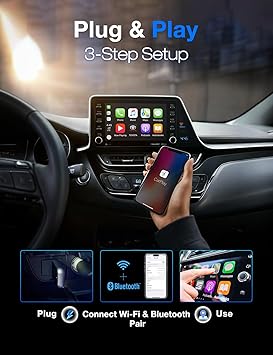 Carplay Wireless Adapter Compatible with Apple - Convert Wired to Wireless Carplay Adapter for iPhone(2025 Upgraded), Fast Auto Connection No Delay Mini Size with Extension Cable USB & USB-C