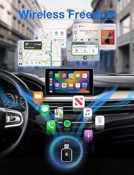 Carplay Wireless Adapter Compatible with Apple - Convert Wired to Wireless Carplay Adapter for iPhone(2025 Upgraded), Fast Auto Connection No Delay Mini Size with Extension Cable USB & USB-C