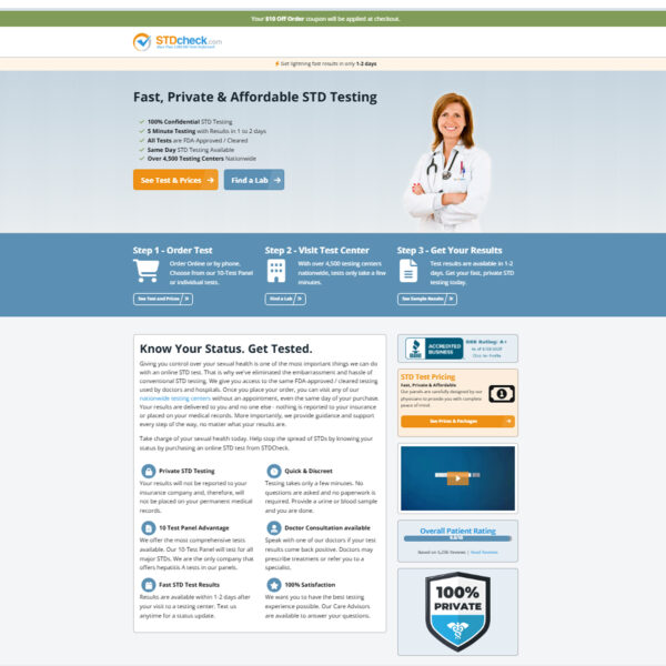 Fast, Private & Affordable STD Testing  Off Order  at STD Check
