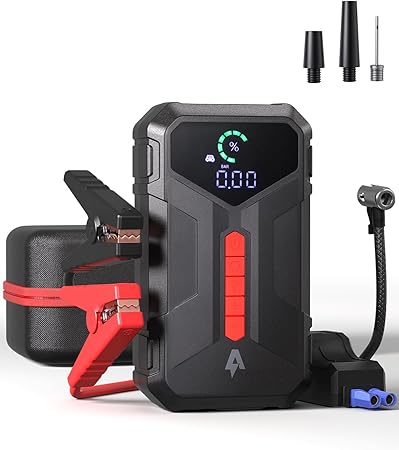 Jump Starter with Air Compressor, 4000A Portable Car Jumper with 150PSI Digital Tire Inflator(Up 8.5L Gas/7L Diesel Engine),12V Lithium Battery Charger Booster Box with Type-C Quick Charge