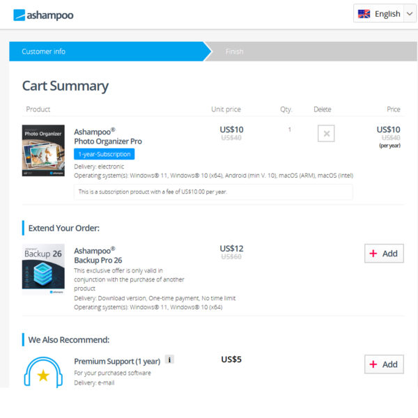 Cart summary at Asha Mpoo