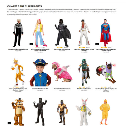 Chia Pet & The Clapper Gifts at COSTUMES