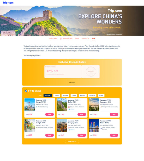 Explore China’s wonders Home Page at Trip.com
