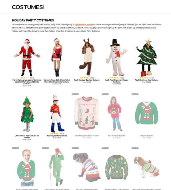 Holiday Party Costumes at COSTUMES