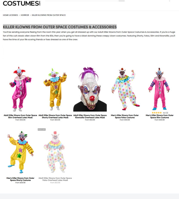 Killer Klowns From Outer Space Costumes & Accessories at COSTUMES