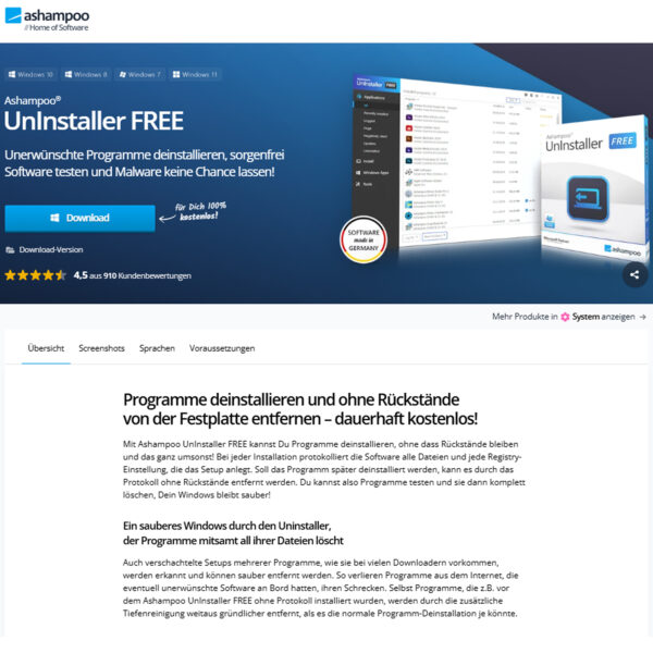 Programme deinstallieren und ohne Rückstände von der Festplatte entfernen – dauerhaft kostenlos! at Asha Mpoo