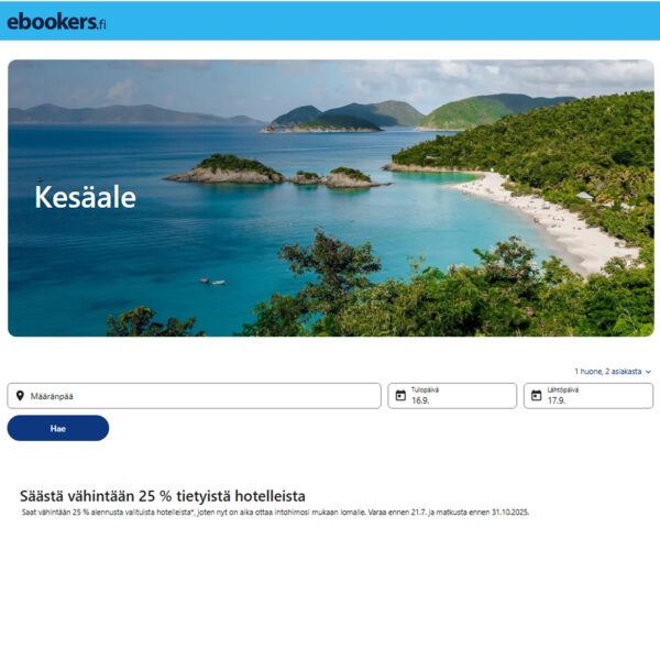 Säästä vähintään 25 % tietyistä hotelleista at EBookers