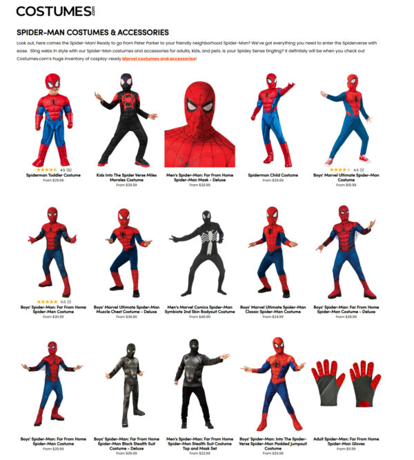 Spider-Man Costumes & Accessories at COSTUMES