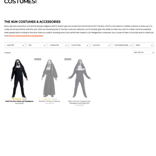 The Nun Costumes & Accessories at COSTUMES