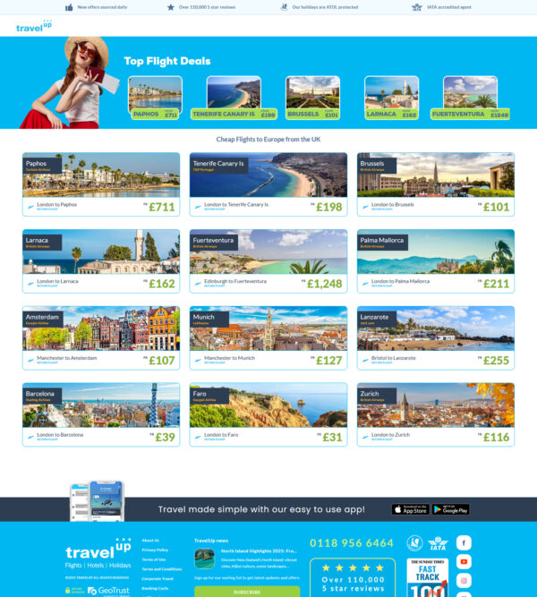 cheap flights to Europe from UK at Travel Up