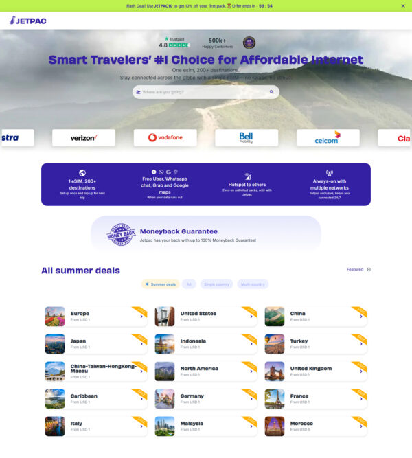 jetpac instant connectivity, eSIM travel companion