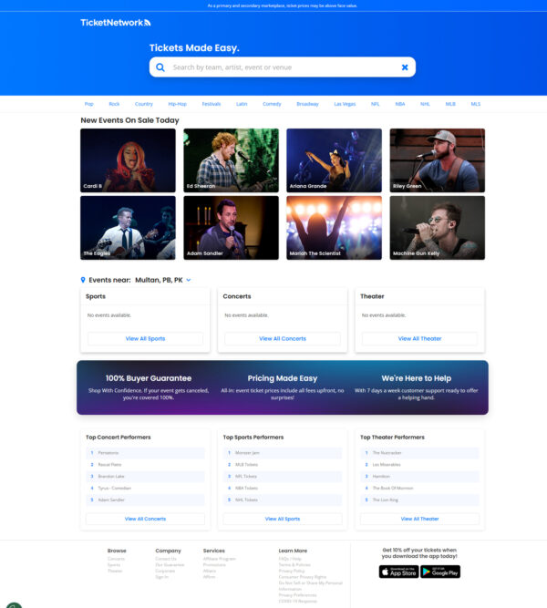 permanent link of ticketnetwork.com for entertainment