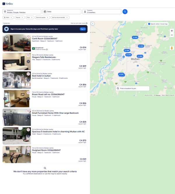 rental accommodation under 0 per night