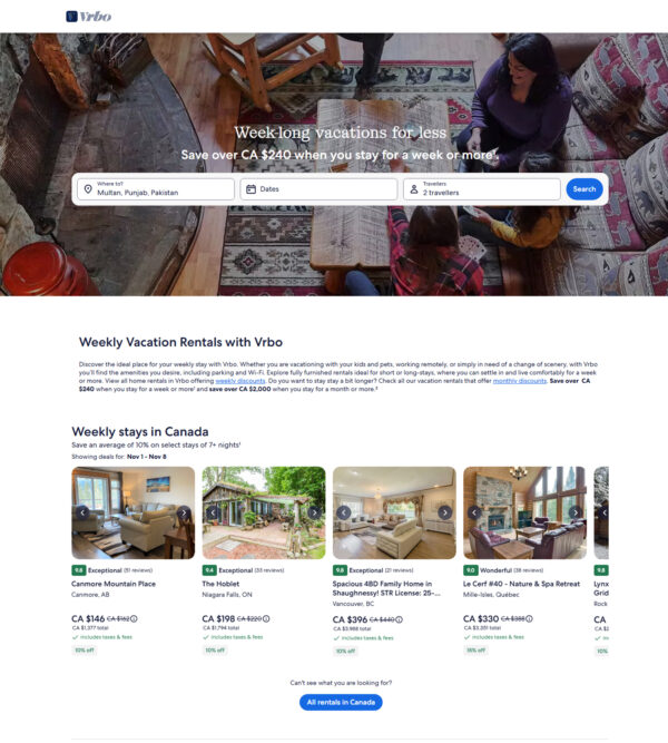 week long vacations for less