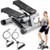 Sunny Health & Fitness Mini Stepper for Exercise at Home, Stair Step Workout Machine with Resistance Band and Over 300lb Weight Capacity, Optional Twist Motion and Free SunnyFit App Connection