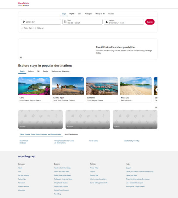 Cheap Tickets homepage_snap up sunny deals