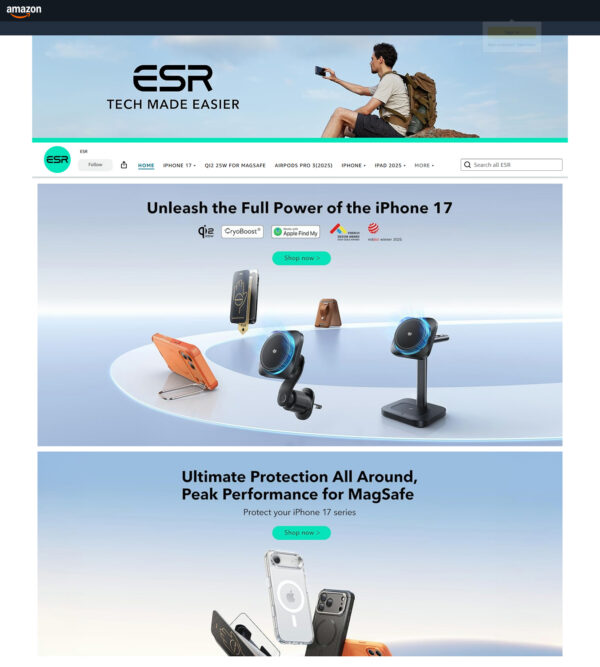 ESR mobile accessories for iPhone 17_Amazon
