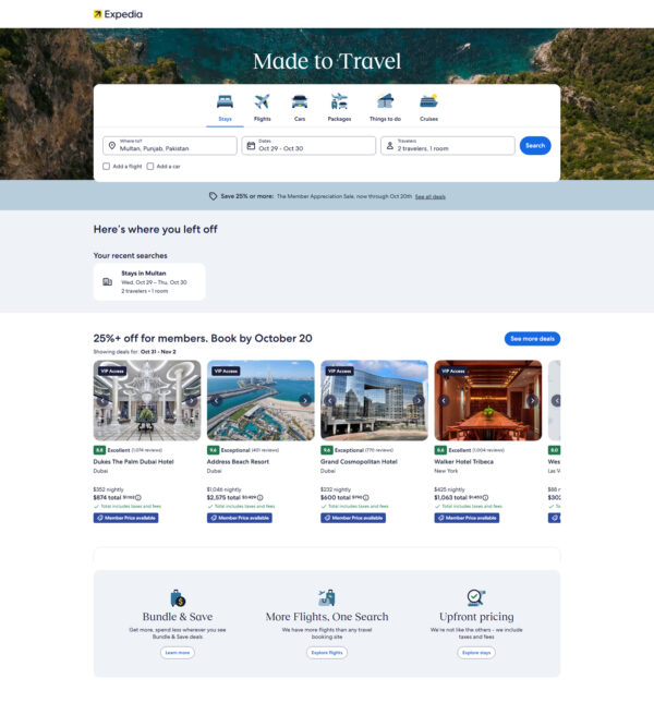 Expedia, vacation homes deals