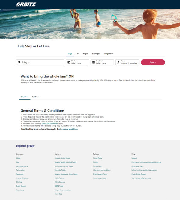 Kids stay of eat free_Orbitz