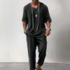 soft stretchy simple 2-piece outfits_Coofandy