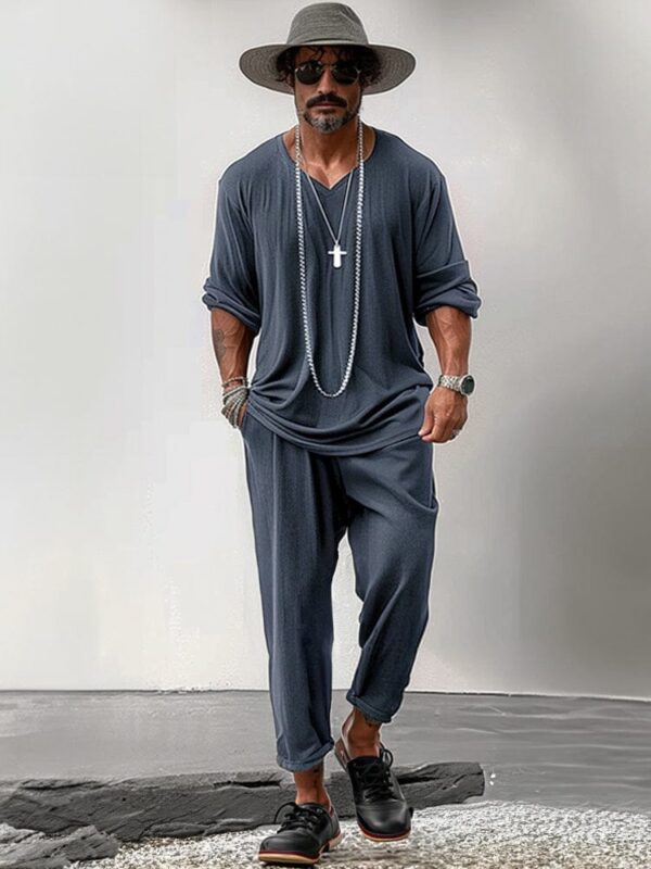 soft stretchy simple 2-piece outfits_Coofandy