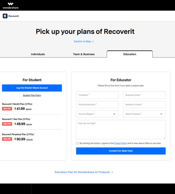 30% off for Recoverit – Education _ Wondershare