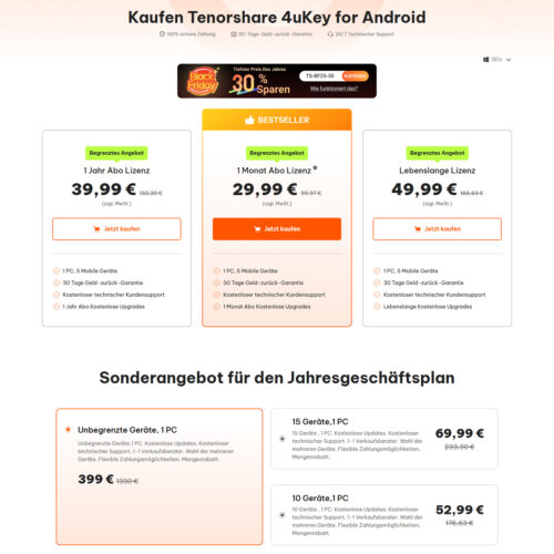 4uKey for Android, purchase link  _ Tenorshare