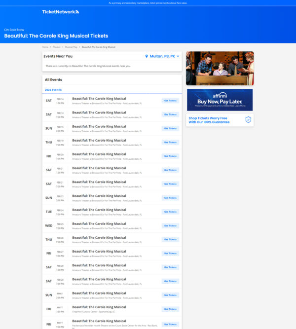 Beautiful: Carole King musical tickets _ TicketNetwork