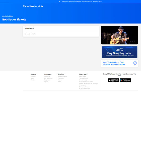 Bob Seger tickets _ TicketNetwork