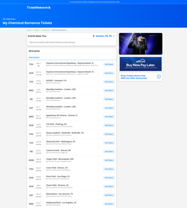 Concert – My Chemical Romance _ Ticket Network