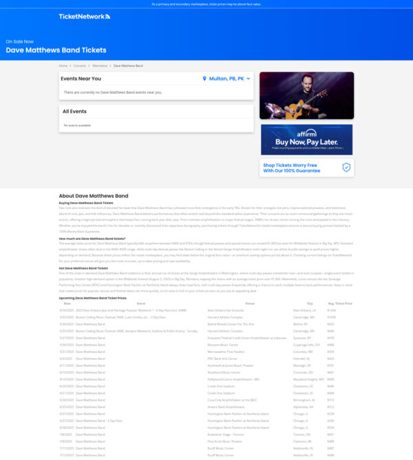 Dave Mathews Band tickets _ TicketNetwork Dave Mathews Band tickets _ TicketNetwork