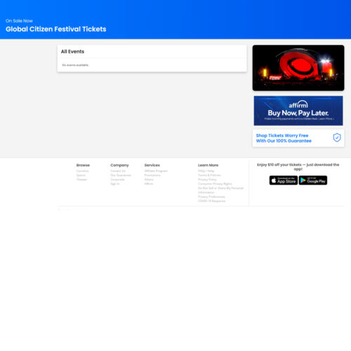 Global Citizen Festival Tickets Global Citizen Festival Tickets