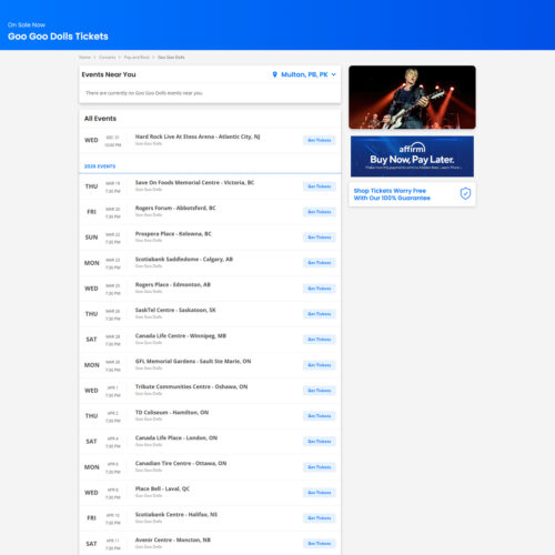 Goo Goo Dolls Tickets Goo Goo Dolls Tickets