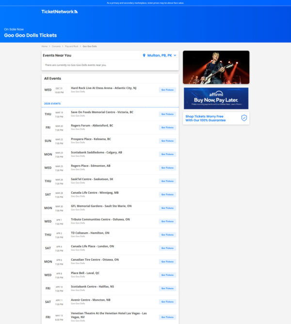 Goo Goo Dolls Tickets
