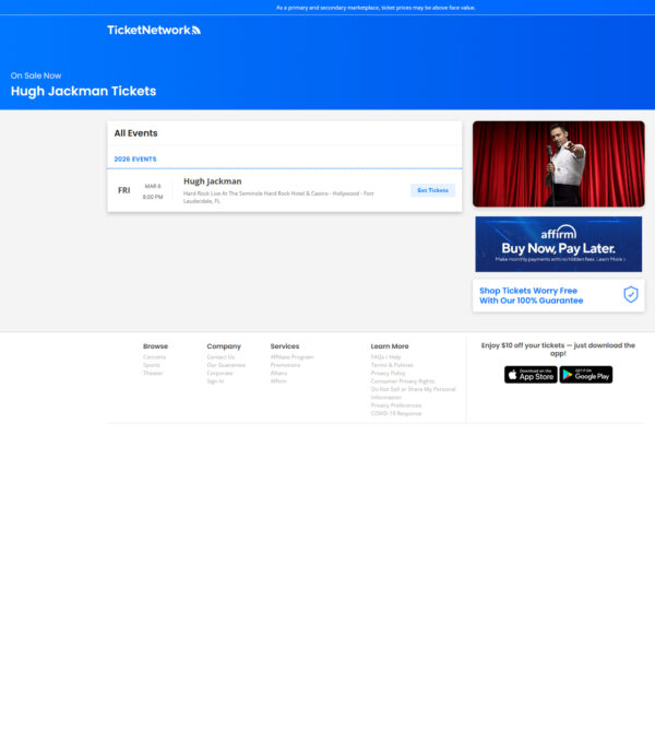 Hugh Jackman tickets _ TicketNetwork