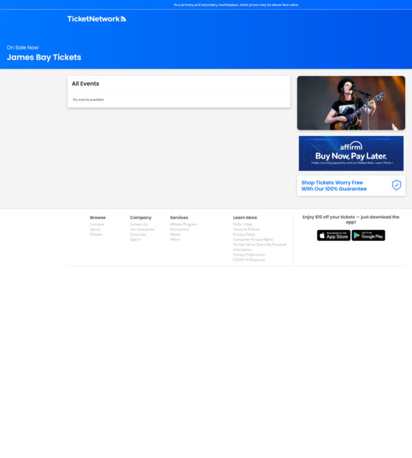 James Bay tickets _ TicketNetwork