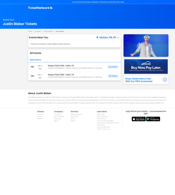 Justin Bieber tickets _ TicketNetwork