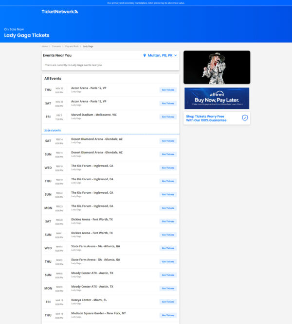 Lady Gaga tickets _ TicketNetwork