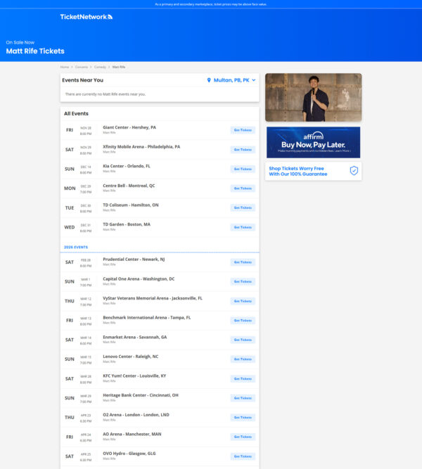 Matt Rife Tickets _ TicketNetwork