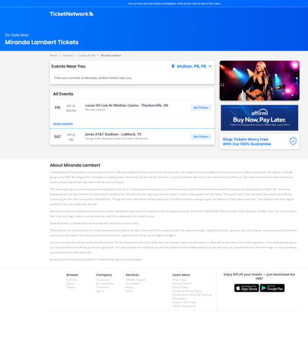 Miranda Lambert Tickets _ TicketNetwork