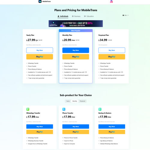MobileTrans pricing page _ Wondershare MobileTrans pricing page _ Wondershare