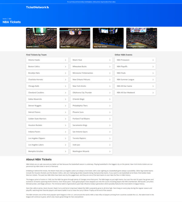 NBA Tickets _ Ticket Network NBA Tickets _ Ticket Network