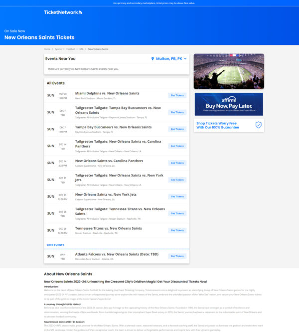 NFL New Orleans Saints Tickets _ TicketNetwork