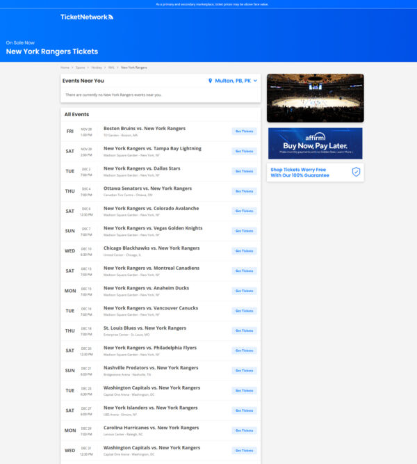 New York Rangers Tickets