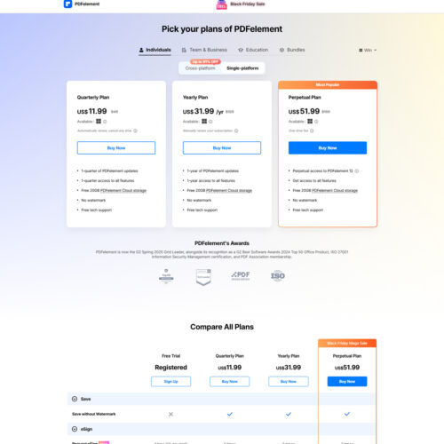 PDFelement pricing page _ Wondershare
