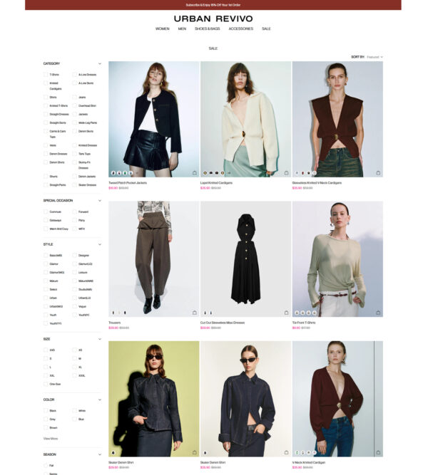 Sale on women’s items, up to 70% _ Urban Revivo
