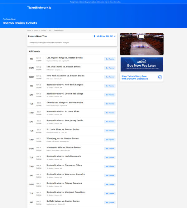 Sports NHL Boston Bruins _ Ticket Network