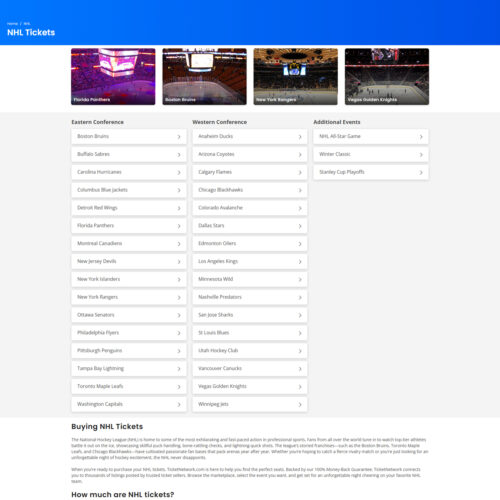 Sports – NHL all teams _ Ticket Network
