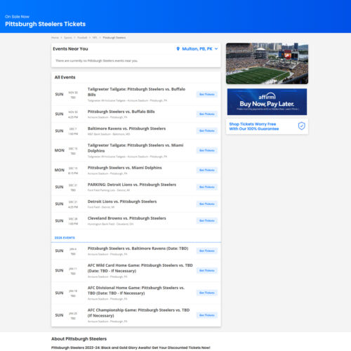 Sports – Pitssburgh Steelers Tickets